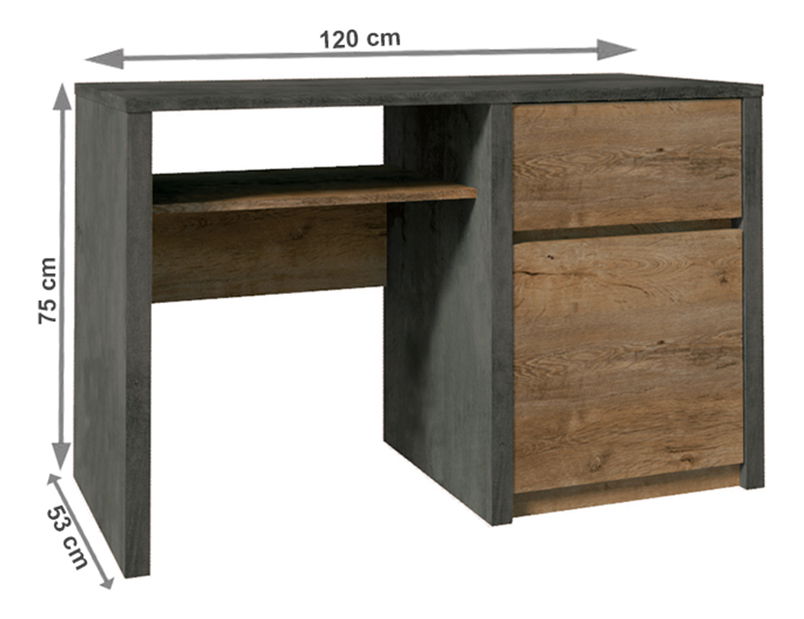 Masă PC Modestus B1 (stejar lefkas închis + smooth gri)