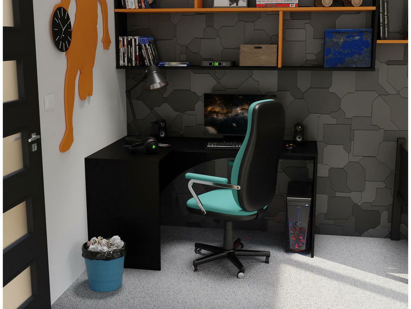 Masă PC de colț Uhlominn (negru)