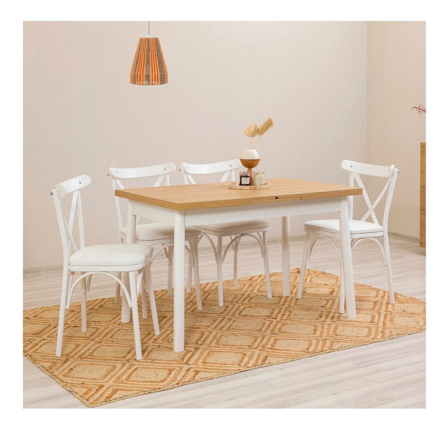 Set mobilier sufragerie Duvasa 26 (alb) (pentru 4 persoane)