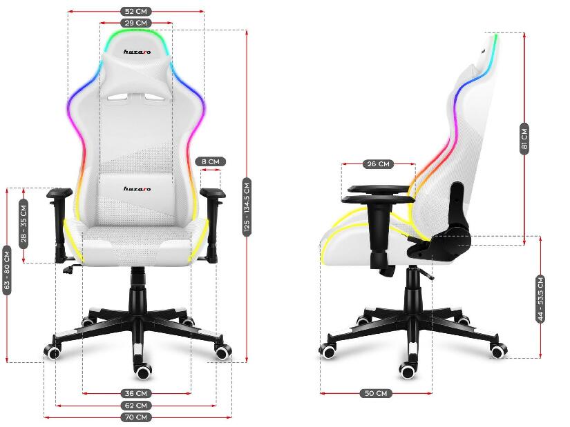 Herné kreslo Fusion 6.2 (biela + viacfarebná) (s LED osvetlením)