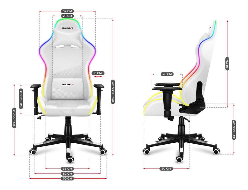 Fotoliu gaming Fusion 6.2 (alb + multicolor) (cu iluminat LED)