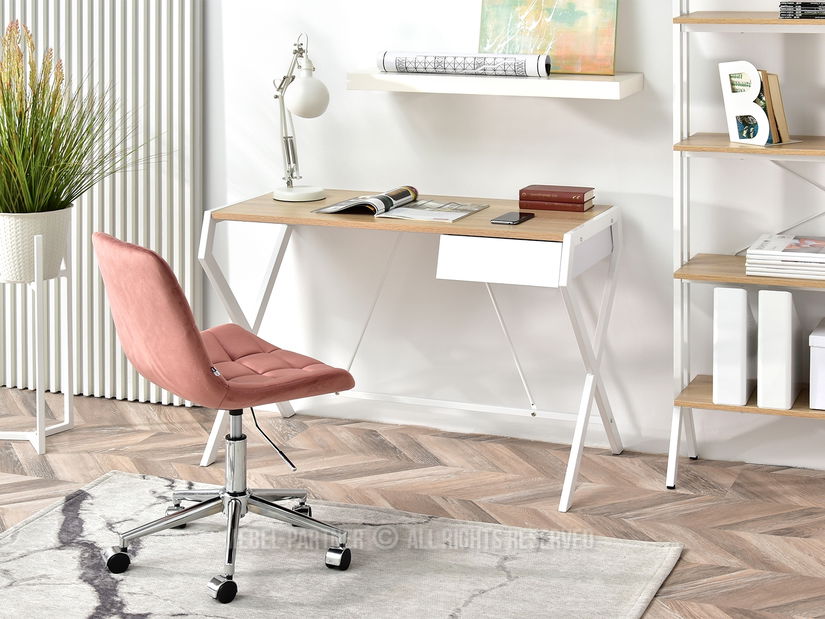 Masă PC Desiguo (stejar + alb)