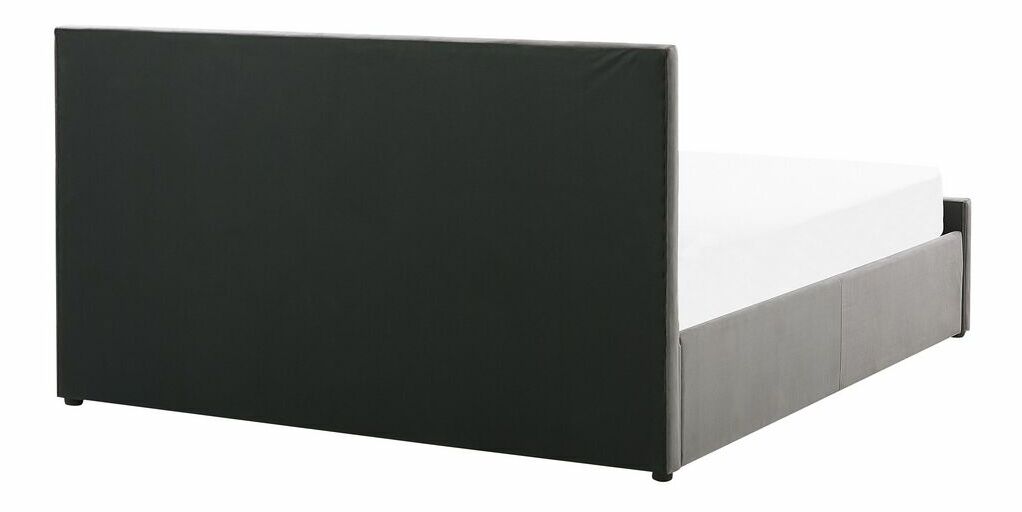 Pat matrimonial 140 cm ROFARIO (gri) (zamat) (cu somieră și sp. depozitare)