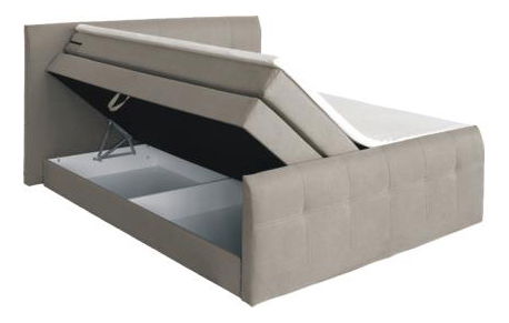Pat matrimonial Boxspring 160 cm Milano bej (cu saltele)