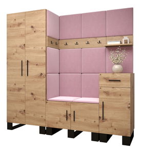 Set za predsoblje Amanda 1 (hrast artisan + ružičasta)