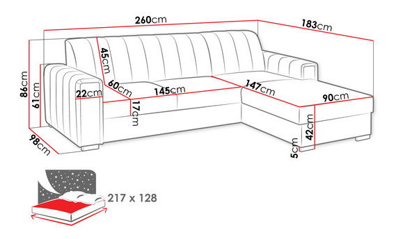 Sarokkanapé garnitúra Ricky (fekete)