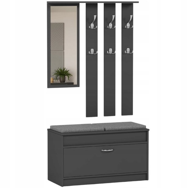 Set mobilier hol Varita (antracit) (cu oglindă)