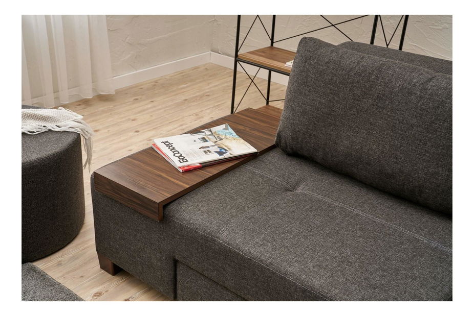 Sofa na razvlačenje Perenilla L (antracit + orah)