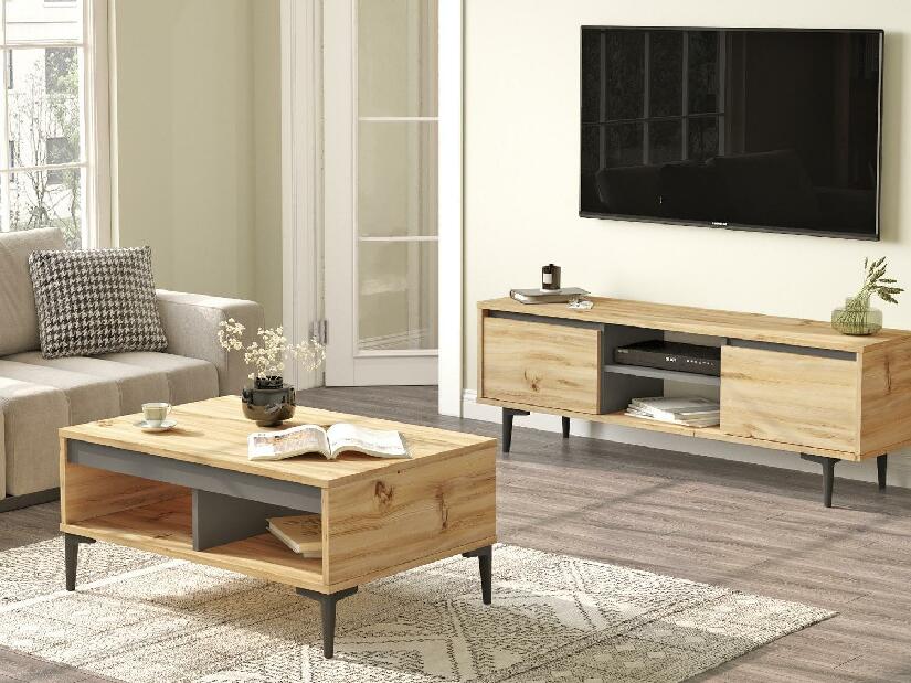 Set mobilier pentru living Levosi 2 (stejar + antracit) 