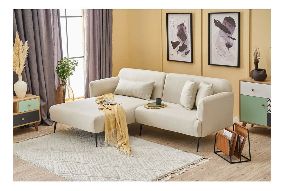 Rohová sedačka Revosatta (L) (krémová + čierna)