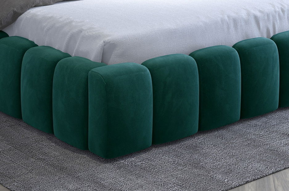 Pat matrimonial 140 cm Luxa (maro închis) (cu somieră, sp. depozitare și LED)