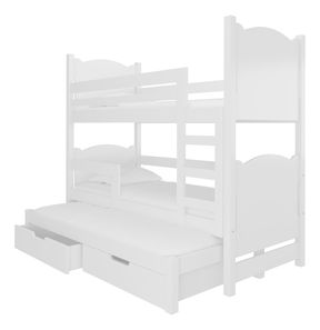 Dječji krevet na kat 180x75 cm Lukrécia (s podnicom i madracem) (bijela)