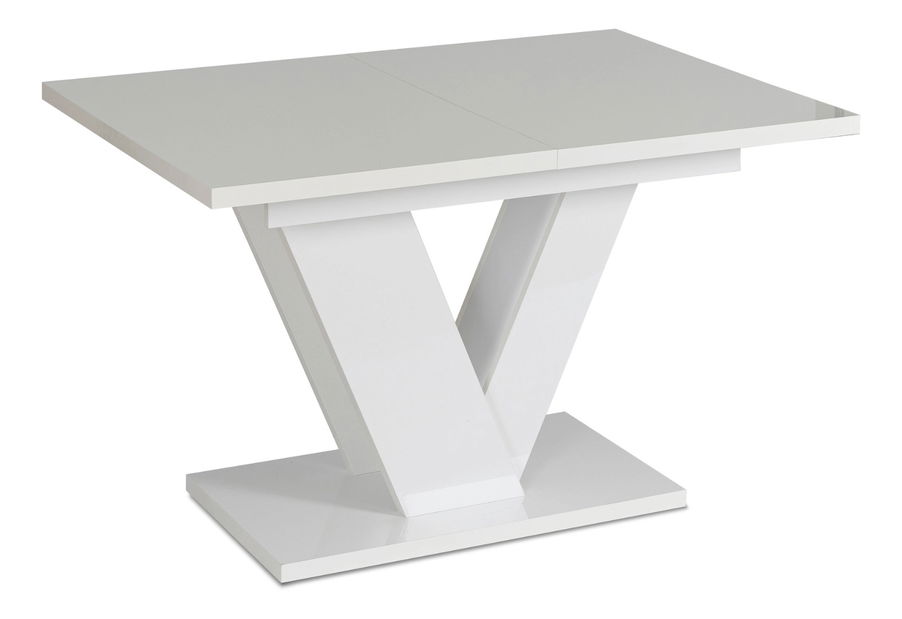 Masă sufragerie extensibilă Comentado (alb lucios) (pentru 4-6 persoane)