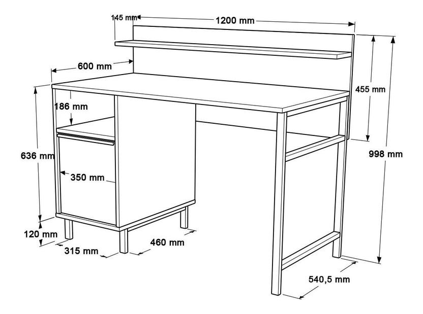 Masă PC Otto 16 (nuc + negru)