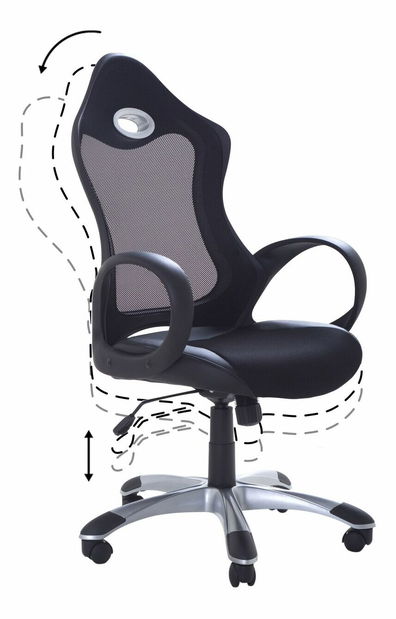 Kancelárska stolička Isit (čierne s bielymi podrúčkami)