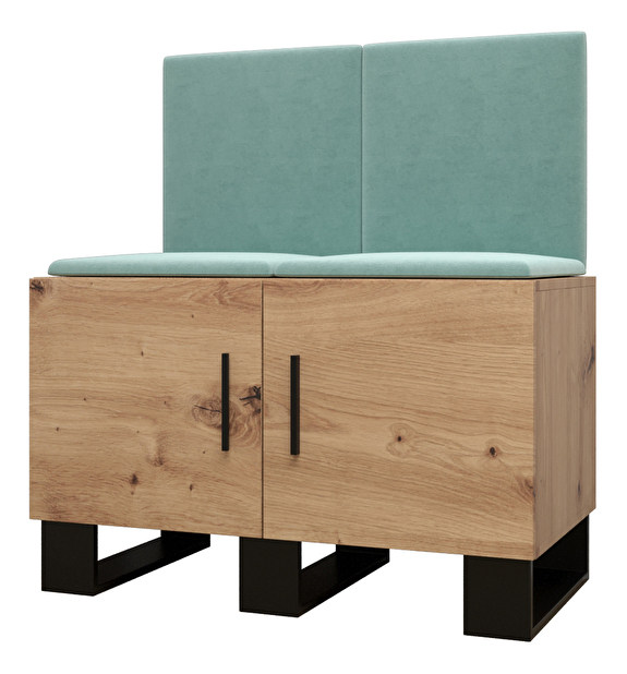 Set mobilier pentru hol Amanda 19 (Stejar artisan + verde)