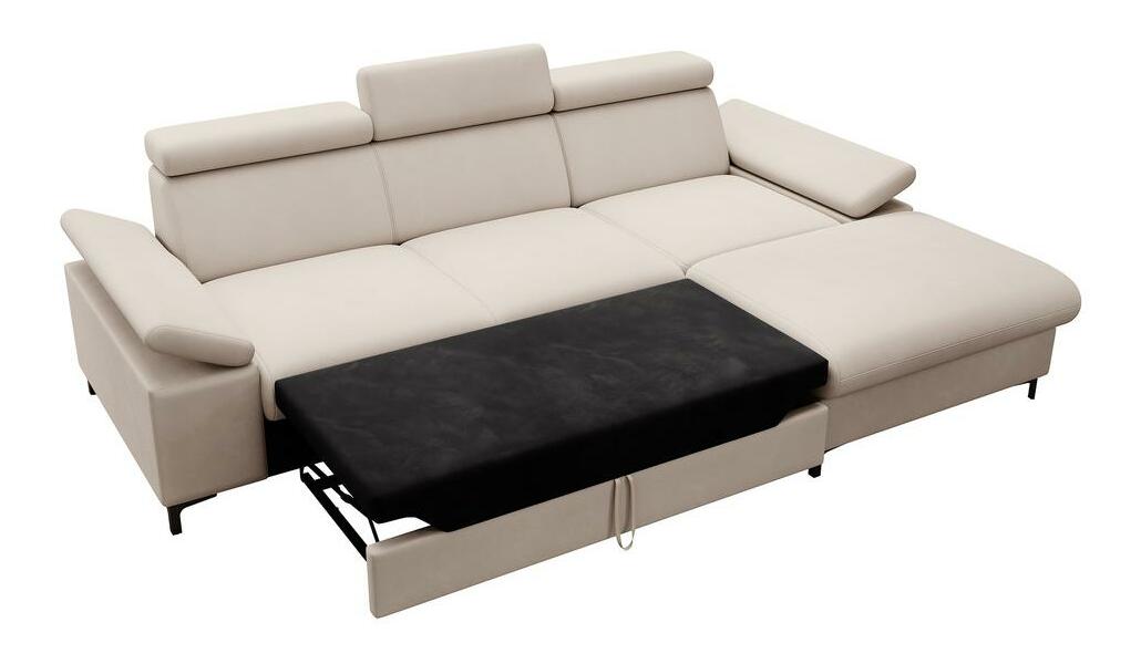 Rohová sedacia súprava Miles (P) (svetlobéžová + čierna)