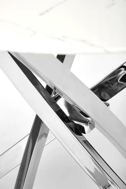 Masă de sufragerie Raunds 3 (alb + argintiu) (pentru 4 persoane)