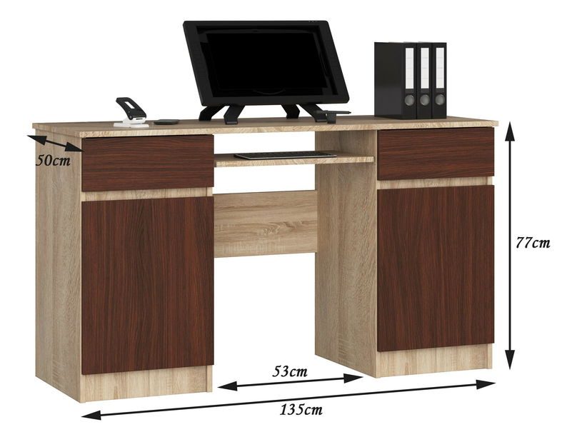 Masă PC Bahadur (Stejar sonoma + wenge)