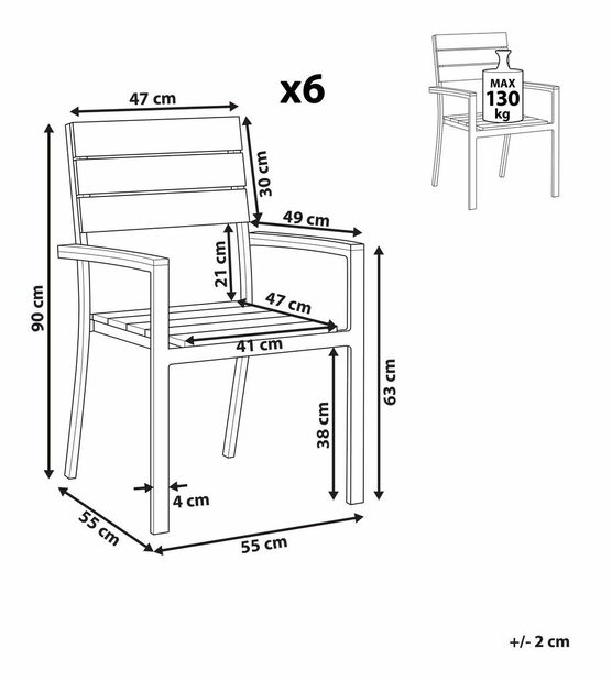 Set 6ks. stoličiek Costa (sivá)