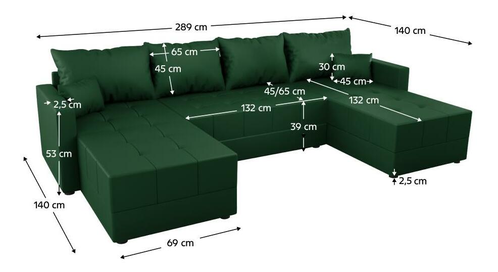 Colțar de grădină în formă de U Duna (verde)