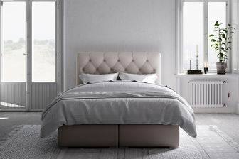 Pat matrimonial Boxspring 160 cm Ronda (crem) (cu sp. depozitare)