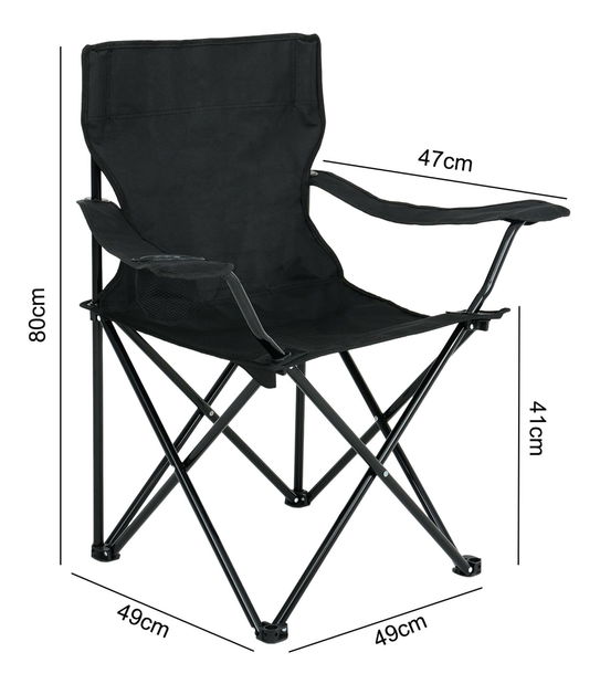 Set 2 ks. kempingových stoličiek Advirtieron (čierna)