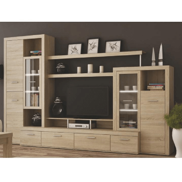 Mobilier living Adah New (stejar sonoma) (cu iluminat)