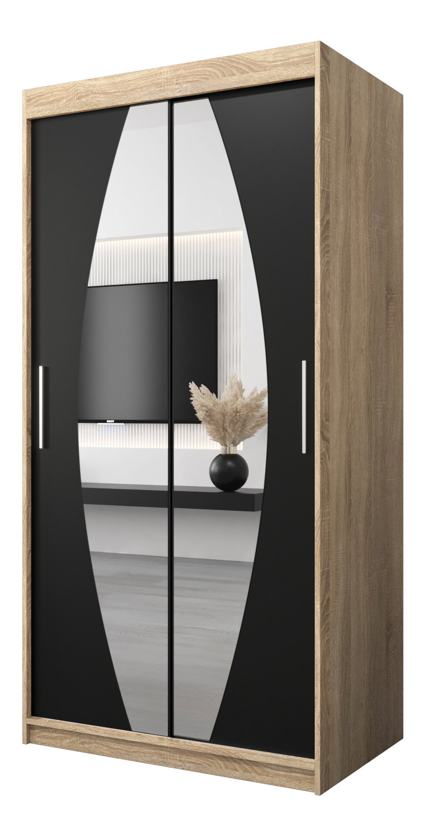 Ruhásszekrény 100 cm Eclipse (sonoma tölgy + matt fekete)