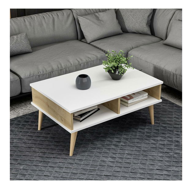 Măsuță de cafea Loreena (Alb + Stejar zafir) 