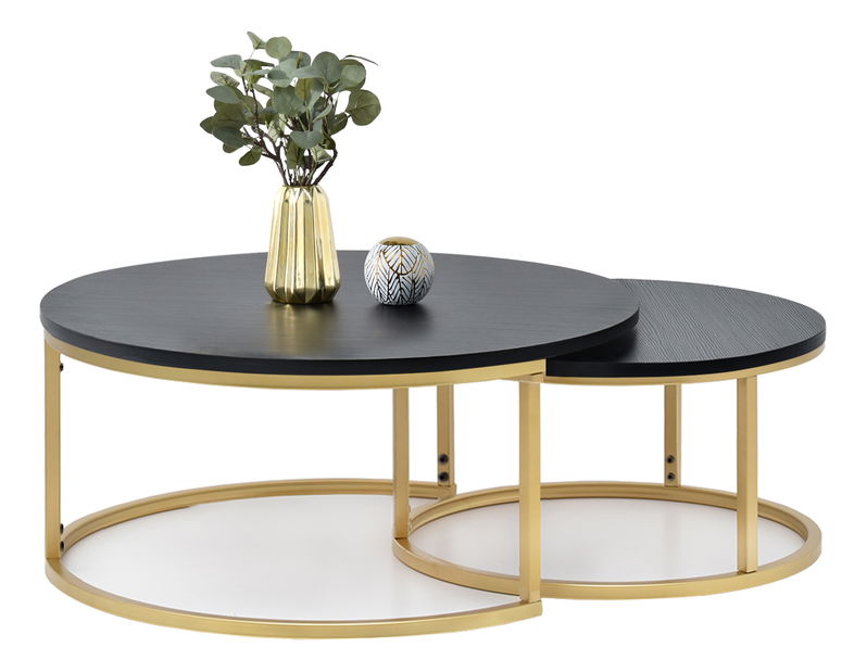 Konferenčný stolík Kolja Zest Xl (čierna + zlatá)