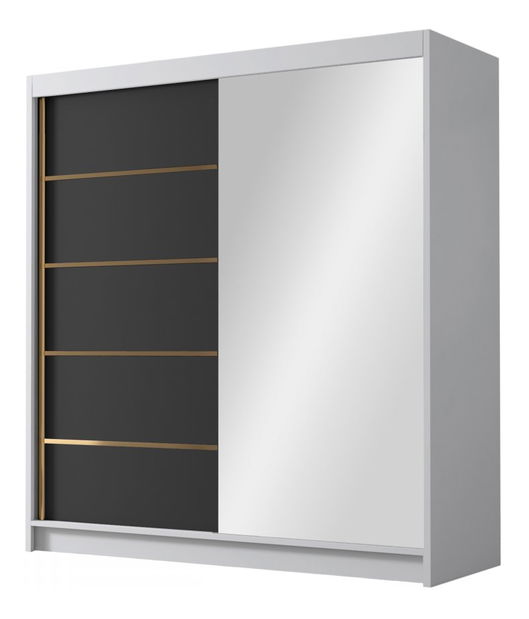 Dulap de haine cu uși culisante Bratoke III 180 (Cașmir + auriu) (cu oglindă)