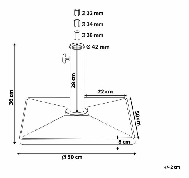 Cadru pentru umbrelă de grădină 50 cm ELFIR (beton) (pătrat) (negru)