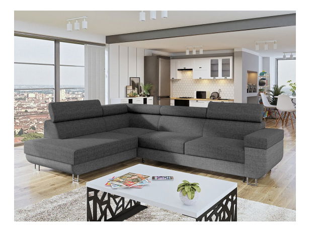 Rohová sedacia súprava s nastaviteľnými opierkami hlavy Antrodem (sivá) (L) *výpredaj