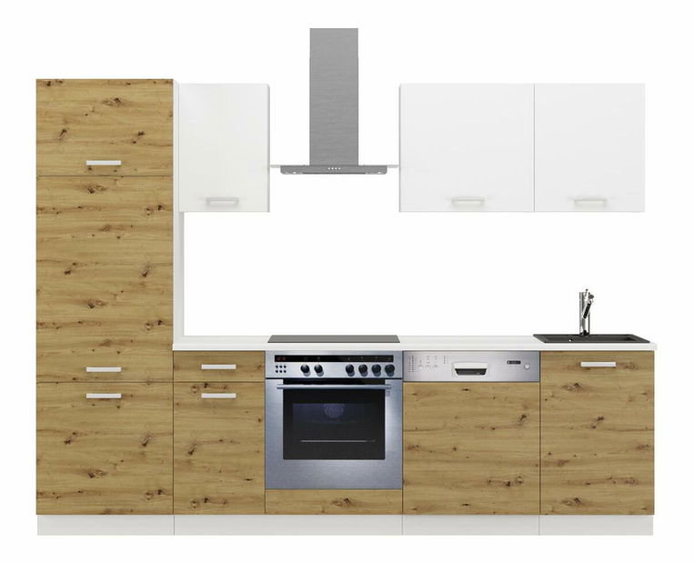 Mobilier bucătărie 270 cm Tonislav Artisan alb 270 (stejar artisan + alb)