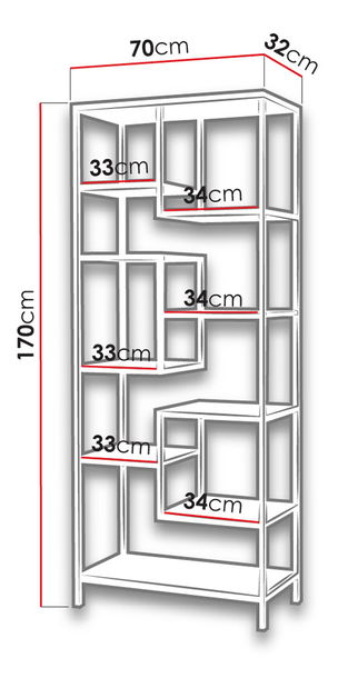 Regál Mirjan Ranelia II (čierny + prírodný)