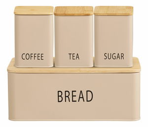 Chlebník s 3 plechovkami Tiaselia (béžová)