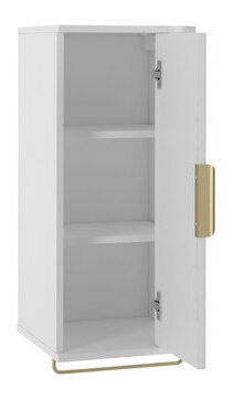 Set mobilier baie Mekona I (Alb mat + Marmură Alb + auriu) (cu sifon)