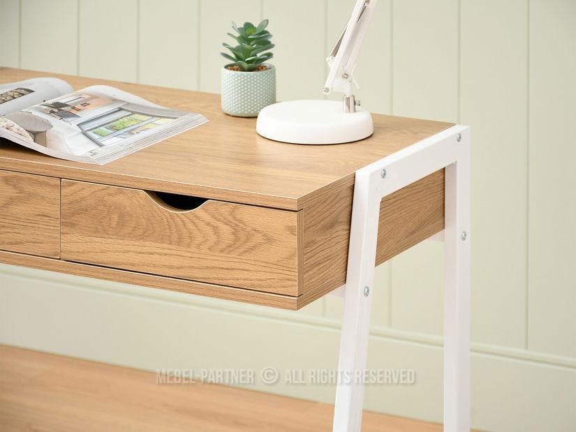 PC asztal Land (tölgy + fehér)