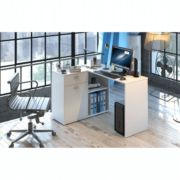 Birou de colț pentru PC Kalimoro (alb) *resigilat