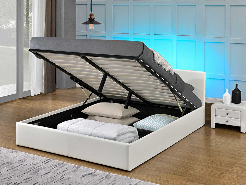 Manželská posteľ 180 cm Jada (s roštom, úl. priestorom a LED) *bazár