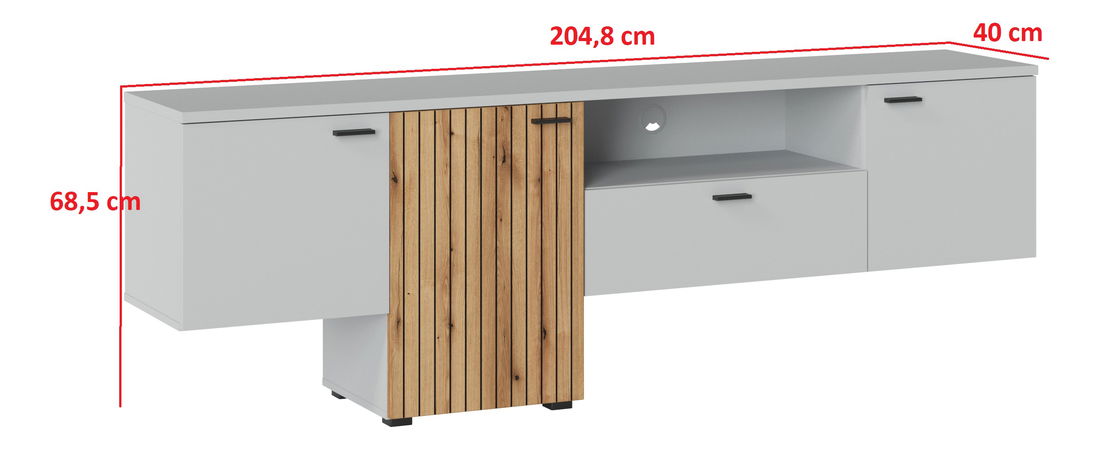 Masă TV/Dulap Veresa F02 (Cenușă + Stejar coast evoke)