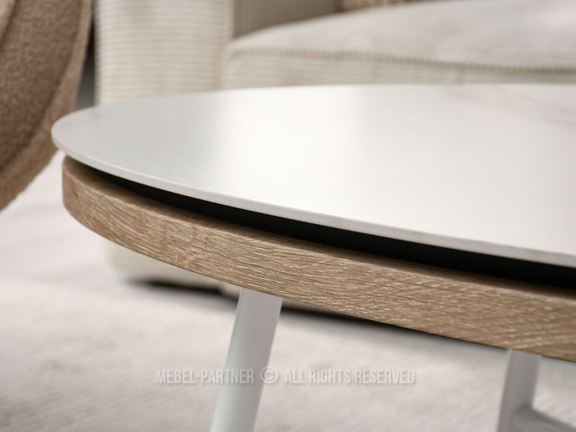 Konferenčný stolík Tivoli (biely mramor + biela)