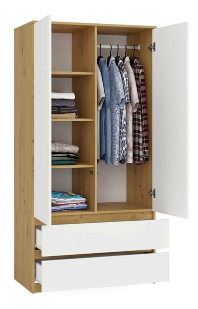 Šatníková skriňa Musecalo 1 (dub artisan + biela)