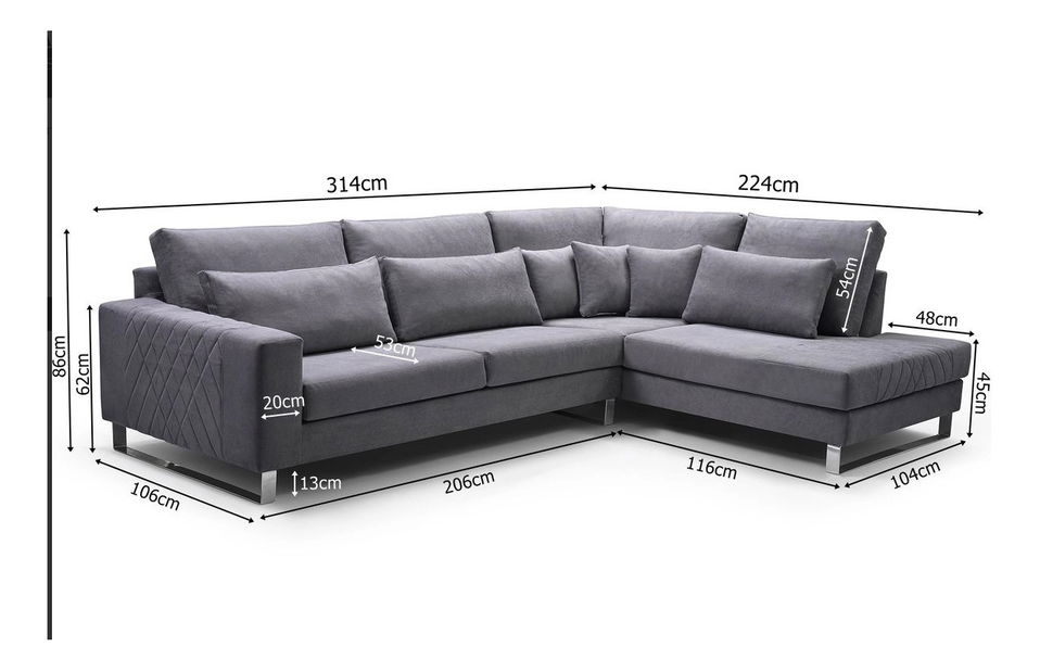 Rohová sedačka Corey (svetlosivá) (P)