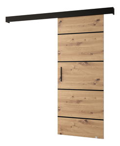 Klizna vrata 90 cm Sharlene IV (hrast artisan + crna mat + crna)