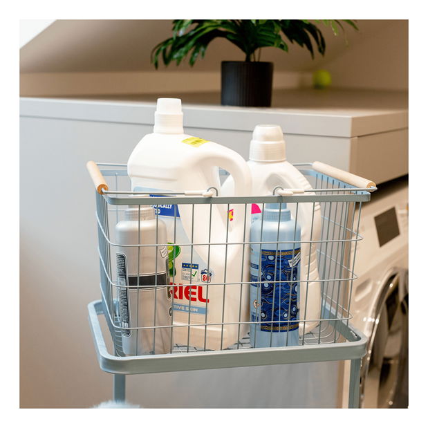 Košara za rublje Harmas (metal + sivo-plava)