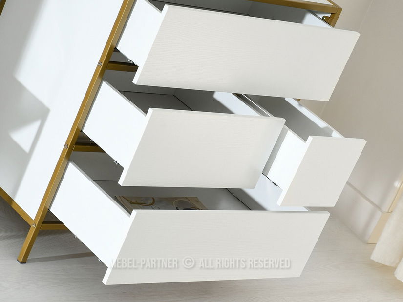 Komoda Soren Kom (biele drevo + zlatá)