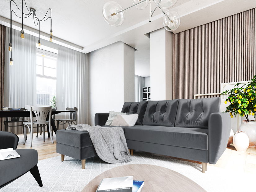 Sarokkanapé Paladio (sötétszürke) (B)