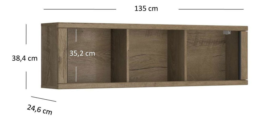 Függesztett polc Clinecas (lefkas tölgy)